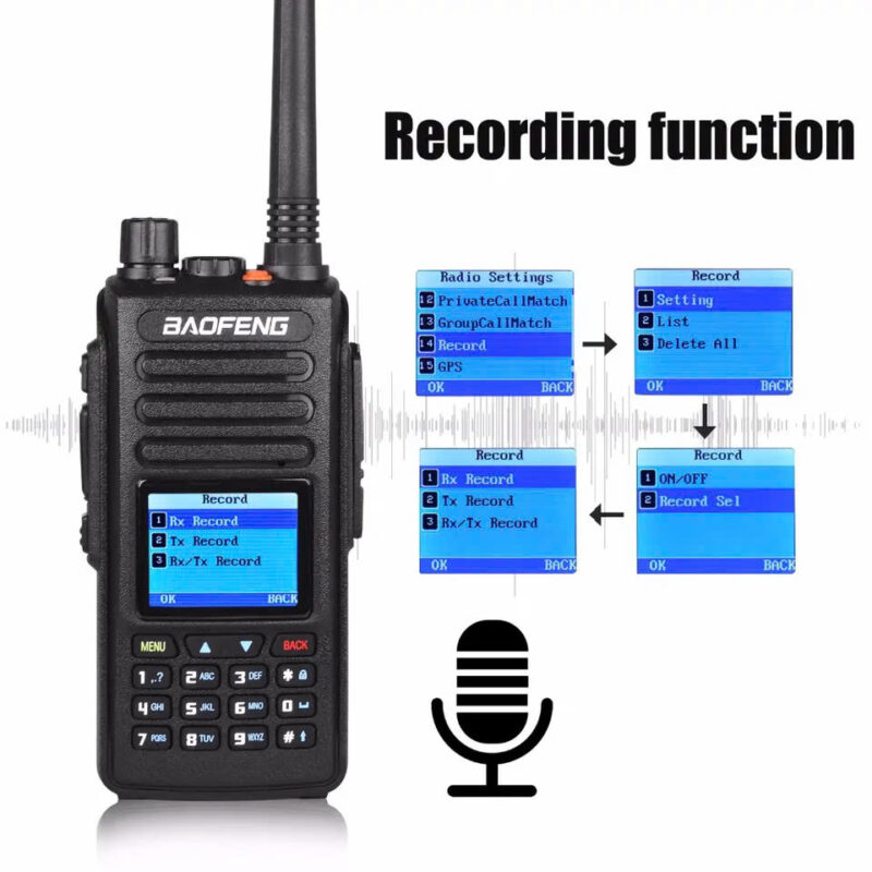 Bộ đàm 2019 Baofeng DMR Tier 2 DM-1702, có tùy chọn GPS, băng tần kép VHF UHF 136-174 & 400-470MHz.